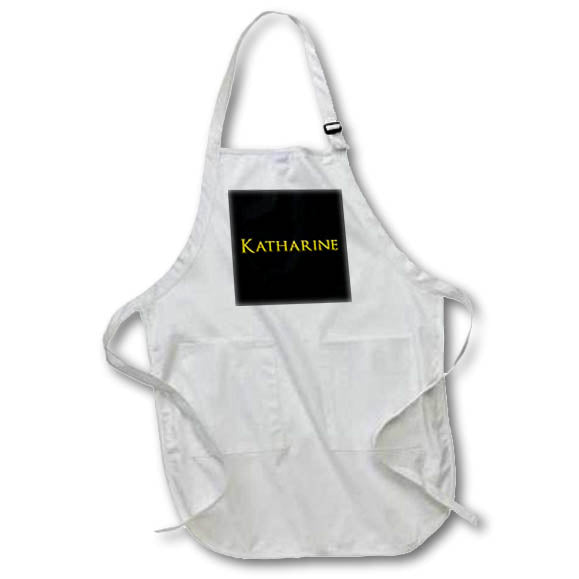 Apron - Katharine common female name in America. Yellow on black gift Alexis Design - Popular Female Names in USA