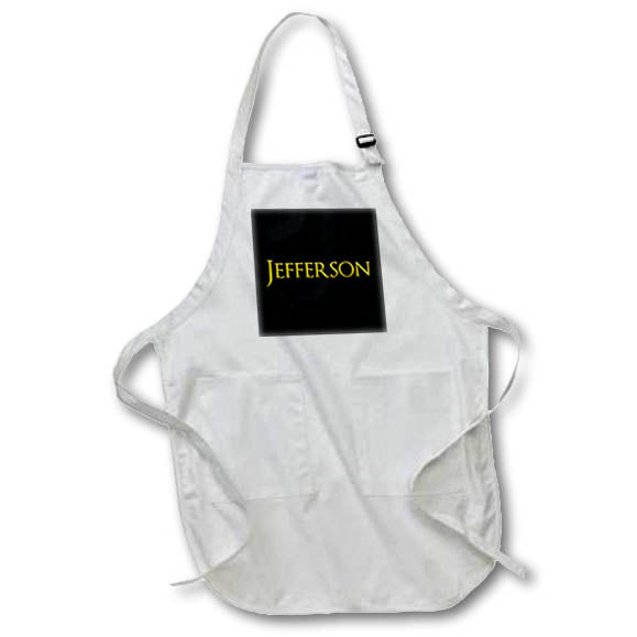 Apron - Jefferson classic boy baby name in America. Yellow on black charm Alexis Design - Popular Male Names in USA