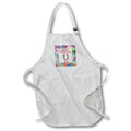 Apron - Letter U Rainbow Tie Dye Holly Border Monogram Christmas- Tie Dye Holly Monogram