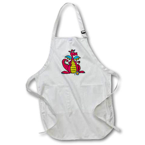 Apron - Funny Cute Red and Yellow Dragon Playing Yo-yo Cartoon Animals