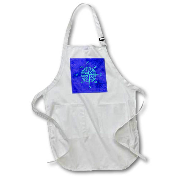 Apron - Turquoise compass rose on blue nautical map of the Florida Keys. Creative Studios – Sailing