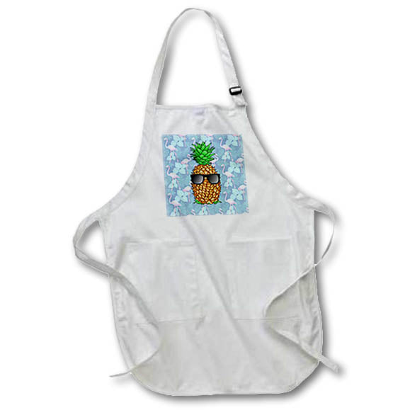 Apron - Funny cool pineapple with sunglasses on flamingo pattern. Creative Studios – Funny Pineapple