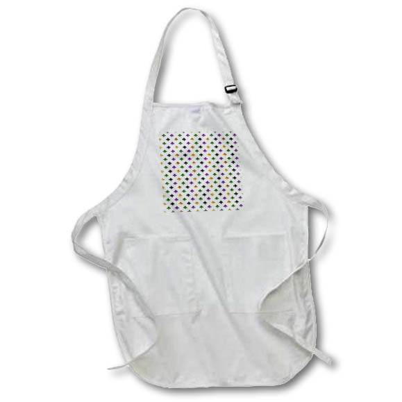 Apron - Chic Mardi Gras Purple, Green, and Image of Gold Fleur De Lis Patterns