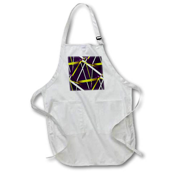 Apron - Seamless Lime and White Strips Pattern Purple Background Digital Art - Lime Strip Line Pattern