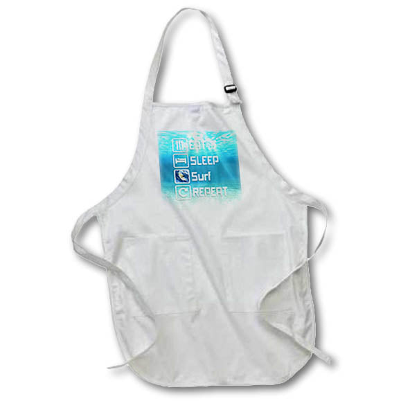 Apron - White Eat Sleep Surf Repeat signs for surfers and beach vacations. Creative Studios – Surfing