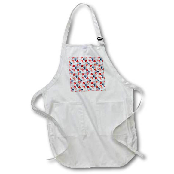 Apron - Pattern of red red strawberries, flowers, blue leaves on light pink Alexis Design - Pattern Berries