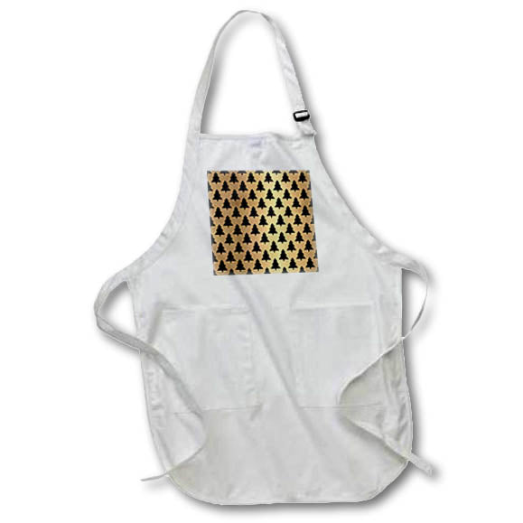 Apron - Black and Image Of Gold Snow Christmas Tree Pattern Patterns