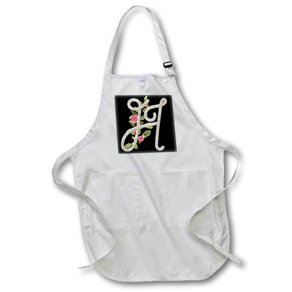 Apron - Monogram Initial H With Pretty Pink Flowers Monograms