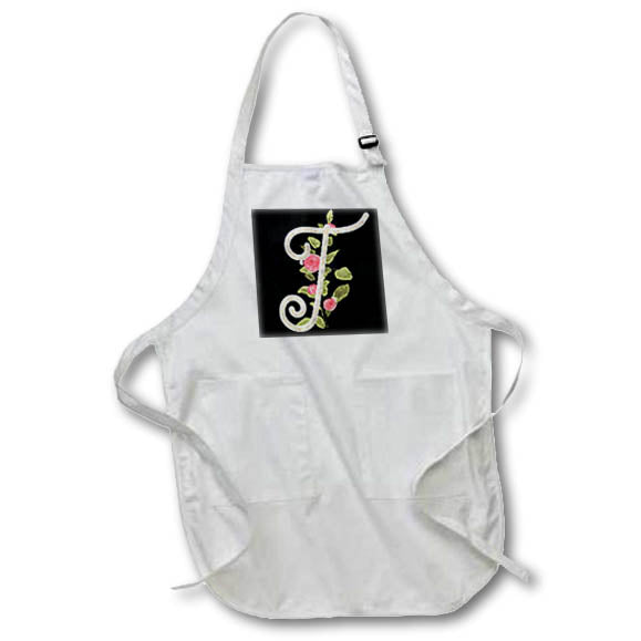 Apron - Monogram Initial T With Pretty Pink Flowers Monograms
