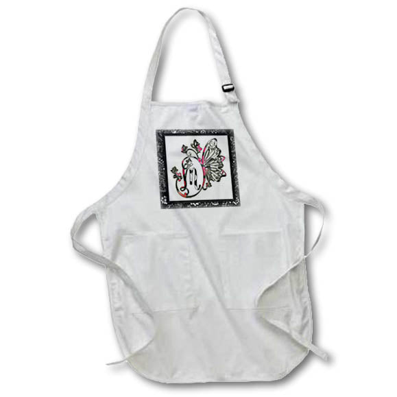 Apron - Pretty Fancy Butterfly Monogram Initial M Monograms