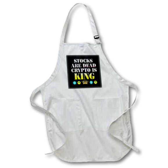 Apron - Image of Words Stocks Are Dead Crypto Is King On Black Background – Cryptocurrency