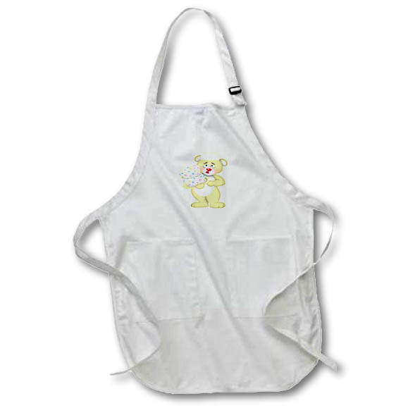 Apron - Cute Yellow Baking Bear With Cake Illustration Cute Illustrations