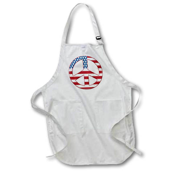Apron - Red, White and Blue, Stars and Stripes Peace Sign Illustration Cute Illustrations