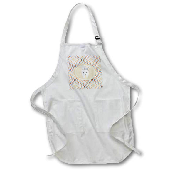 Apron - Image of Tooth wearing Cap, Dental School Graduation, Coral Plaid Graduation Design