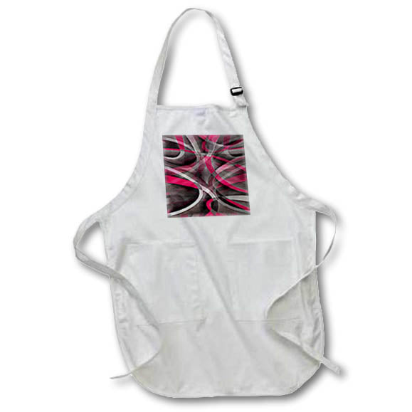 Apron - Eighties Rose Pink On Grey Abstract Strip Pattern Acrylic Painting - Abstract Strips