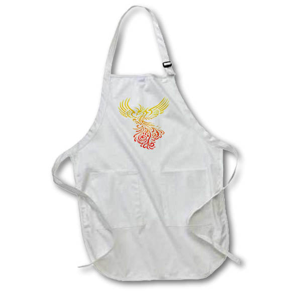 Apron - Rising From The Ashes Artistic Phoenix Orange Yellow Ombre On White Vector Art - Phoenix