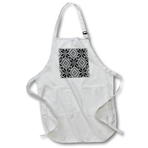 Apron - Grid Paper White and Black Geometric Nordic Pattern Vector Art - Pixel Patten