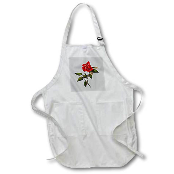 Apron - Single Stem Red Rose Isolated Vector Art On Gray Vector Art - Red Rose