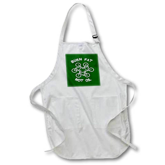 Apron - Burn Fat Not Oil Recycle Code Parody White Graphic Vector Art - Recycle