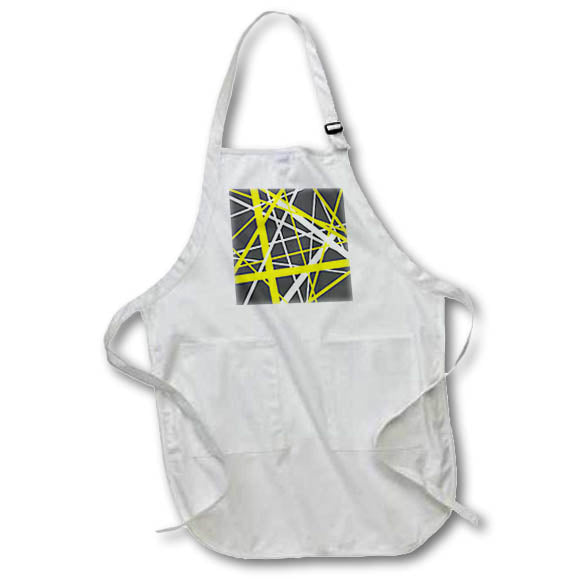 Apron - Lines Of Yellow and White Abstract Geometric Pattern On Grey Vector Art - Stripes and Lines Pattern