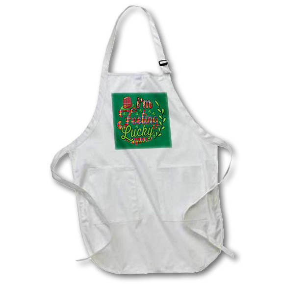Apron - Feeling Lucky Red Plaid Irish Clovers St Patricks Day, 3dramm AmansMall Winter, Holidays and Typography