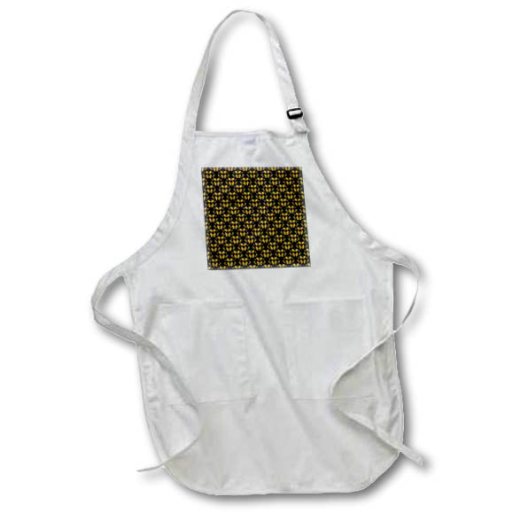Apron - Ginkgo Biloba Leaves Repeat Pattern Golden On Black Vector Art - Ginkgo Leaves Pattern