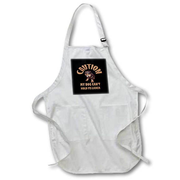 Apron - Caution My Dog Cant Hold Its Licker Vector Art - Dog Humour