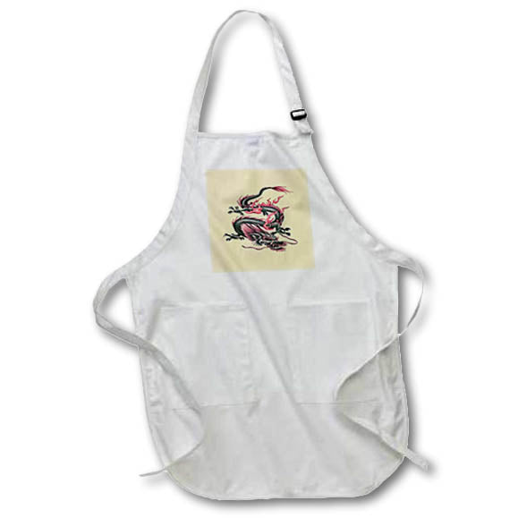 Apron - Chinese Fire Dragon In Light Gray And Red Vector Art - Chinese Fire Dragon