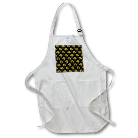 Apron - Artistic Yellow Roses Geometric Line Drawing Pattern Graphic Design - Yellow Roses Pattern