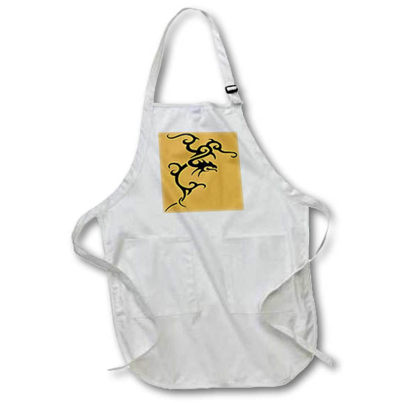 Apron - Minimalistic Japanese Tribal Style Dragon In Black Vector Art - Dragon