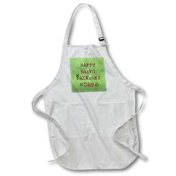 Apron - Image of Happy Saint Patrick Day, Hat, Shamrock, Pot of Gold St Patrick Day Design