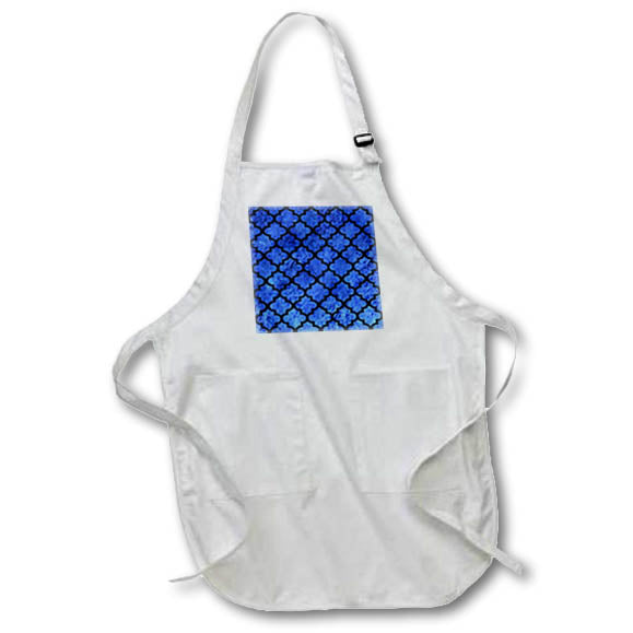 Apron - Quatrefoil Pattern Back Outline Blue Backgound Digital Art - Quatrefoil Pattern