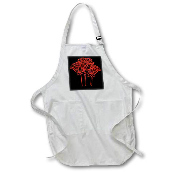 Apron - Stylized Line Drawing Artistic Red Roses Vector Vector - Red Roses