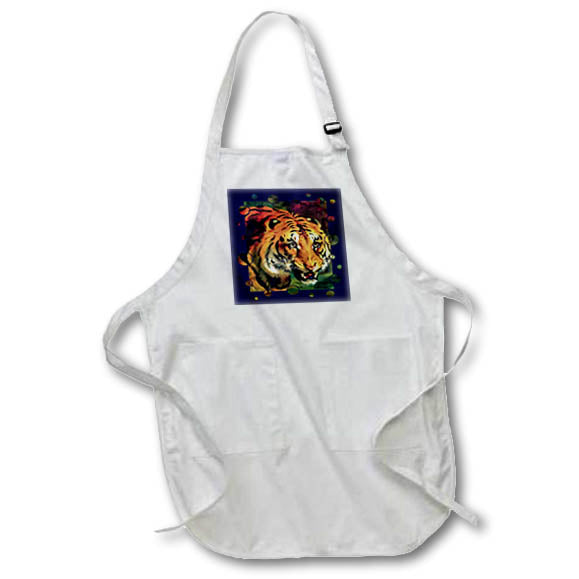 Apron - Bengal Tiger Vector With Decorative Circle Edge Acrylic Painting - Tiger