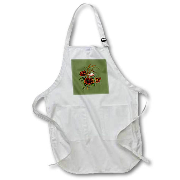 Apron - Poppies And Wheat Botanical Art Vector Vector Art - Botanical