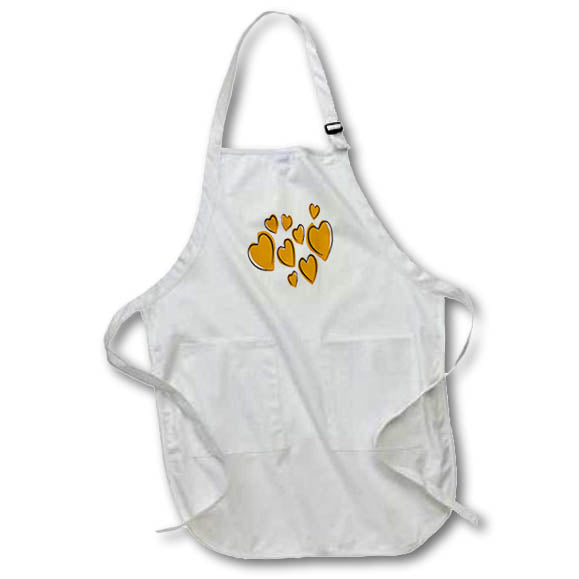 Apron - Cute Hearts Hand Drawn Yellow Romantic Doodle Pattern - Heart Pattern