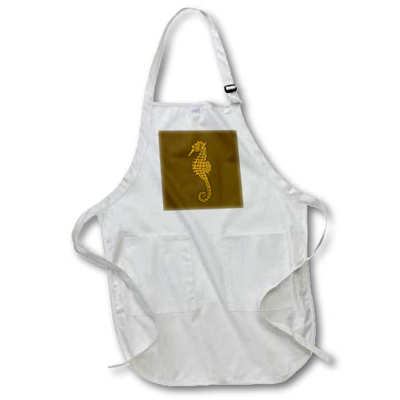 Apron - Cute Seahorse Tattoo Style In Ochre Yellow Vector Art - Seahorse
