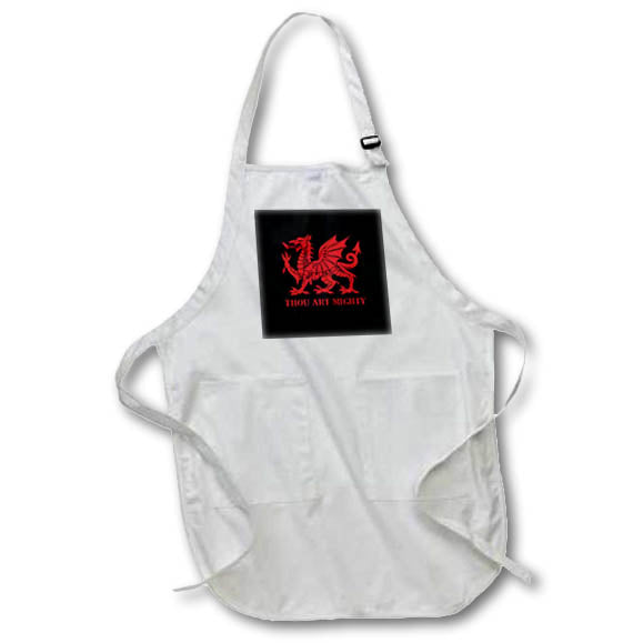 Apron - Thou Art Mighty Red Dragon Welsh Rugby Vector Art - Flag of Wales