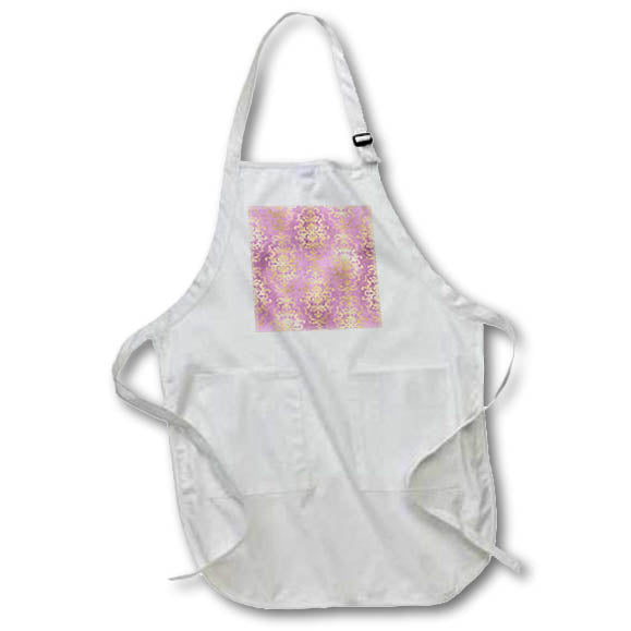 Apron - Elegant Pink and Image Of Gold Large Damask Pattern Patterns