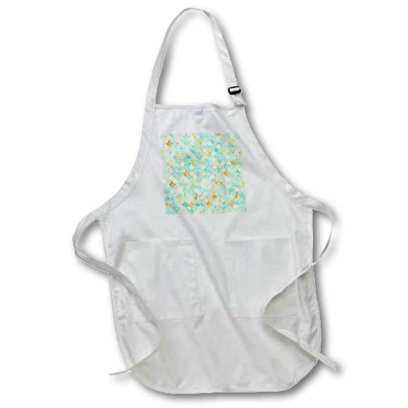 Apron - Mint Green and Image of Gold Mermaid Scales Pattern Patterns
