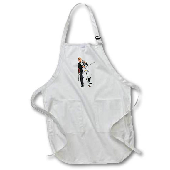 Apron - A cello player in a tux playing a white cello Graphics Music
