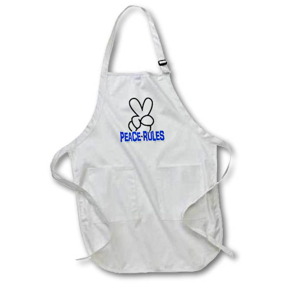 Apron - Image of Words Peace Rules with Fingers Making Peace Sign – Inspirational Sayings