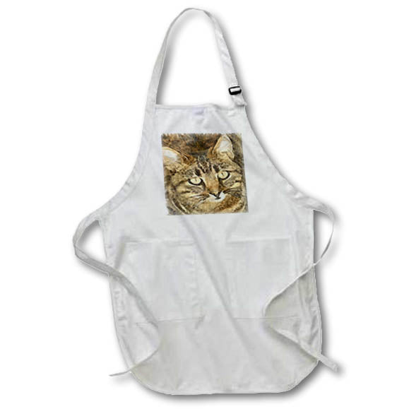 Apron - Cute Tabby Looking Upwards Artistic Pencil Sketch Pencil Sketch - Abstract Art