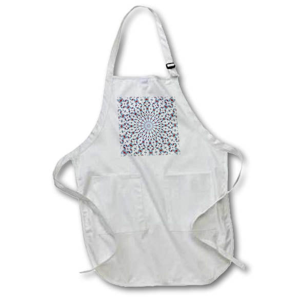 Apron - Radial Pattern In Blue and Red On Buff White Digital Art - Art Deco Radial Pattern