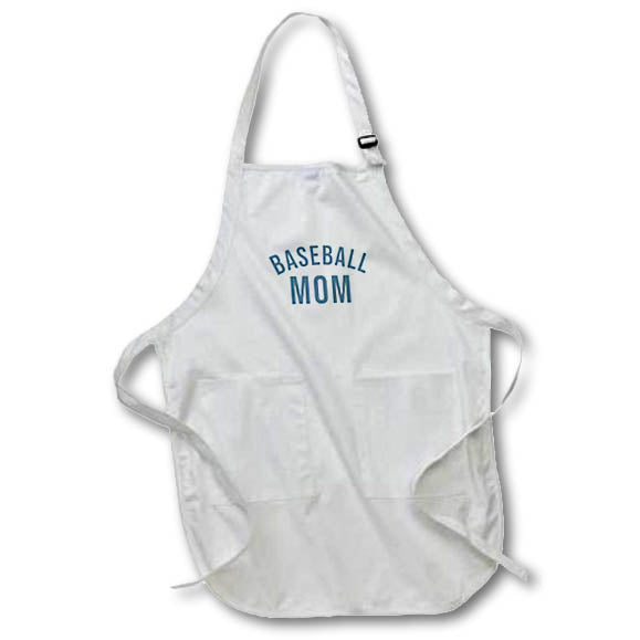 Apron - Image of the phrase Baseball Mom in blue lettering Morgan Elizabeth Design - Phrases