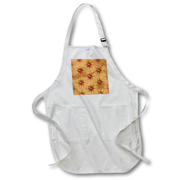 Apron - Pattern of dive compass and female diver on a sailing map. Creative Studios – SCUBA Diving