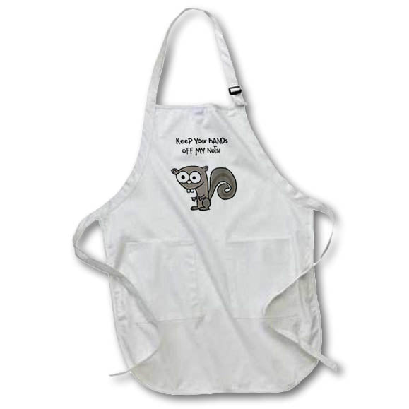 Apron - Funny Cute Grey Squirrel says Keep ypur hands off my nuts Pun Funny
