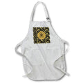 Apron - Image of Arshaka Initial F, Round Frame, Leaf Design, Gold on Black Initial Design