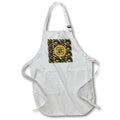 Apron - Image of Arshaka Initial S, Round Frame, Leaf Design, Gold on Black Initial Design