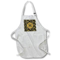 Apron - Image of Arshaka Initial U, Round Frame, Leaf Design, Gold on Black Initial Design